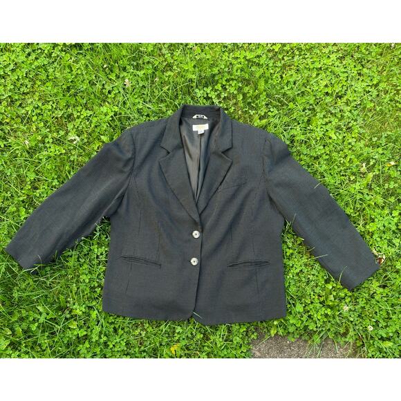Vintage y2k blazer jacket 16W woman Black imported Italian wool blend Fabric USA - Picture 3 of 5